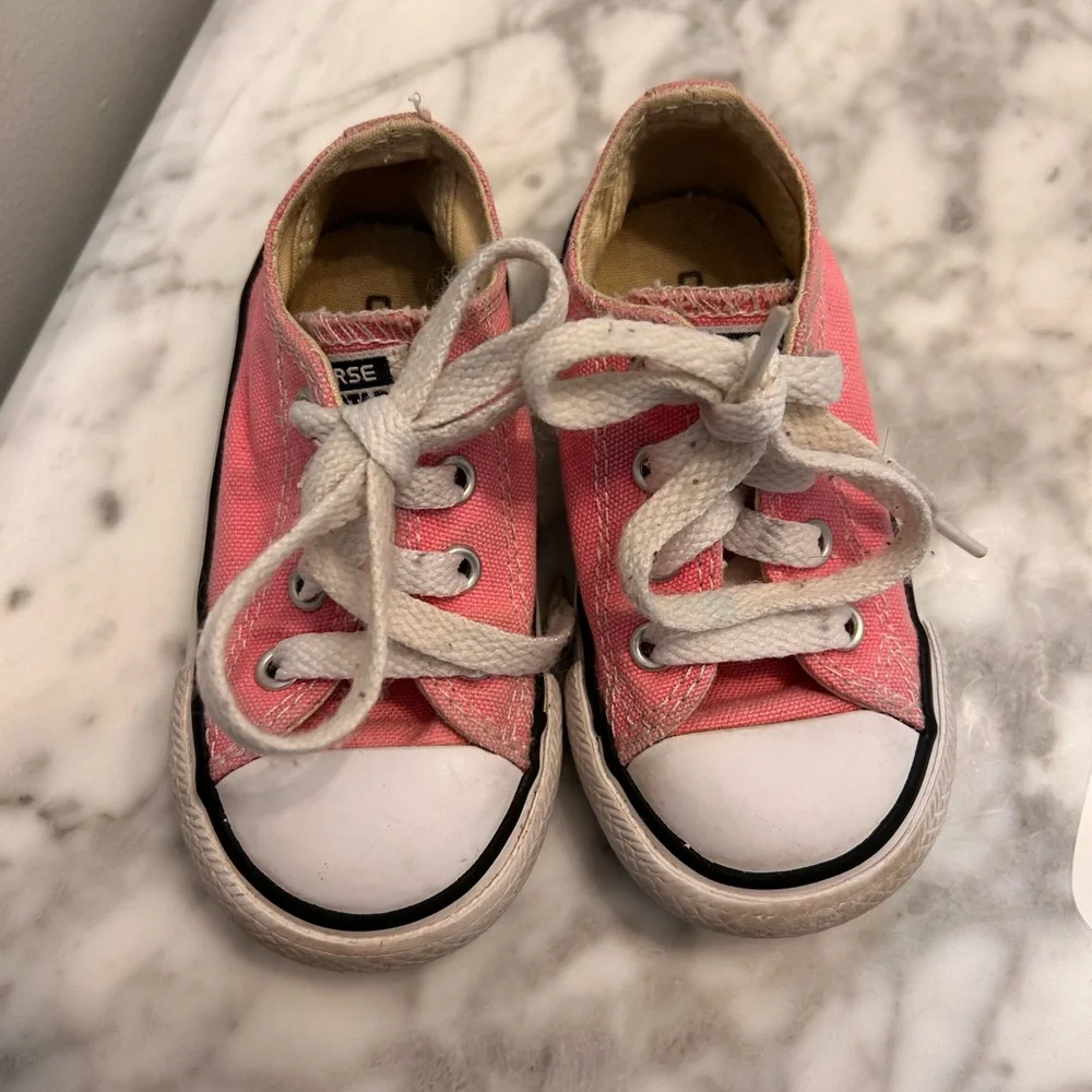 Converse Pink and White Low-Top Sneakers